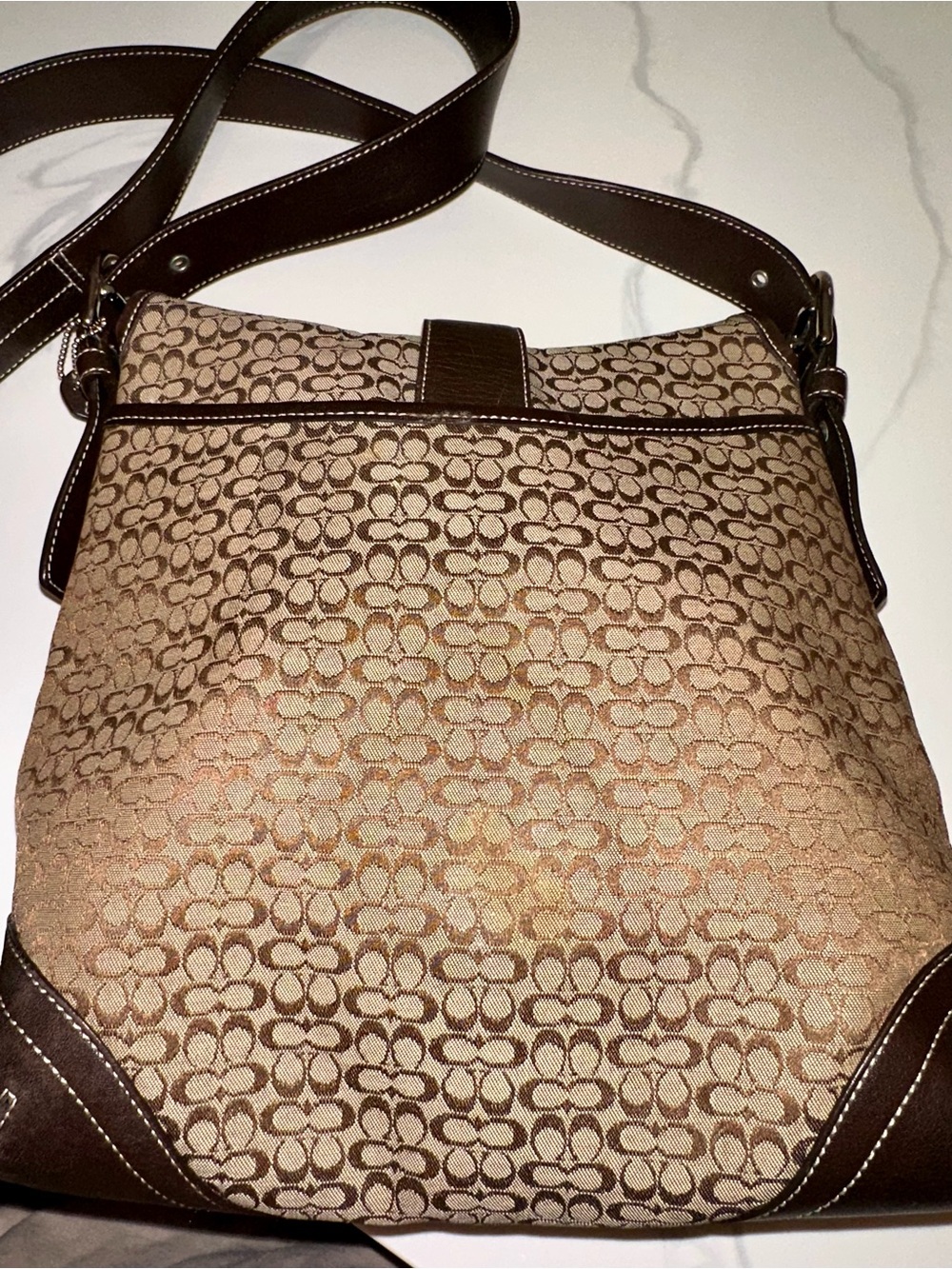 Vintage Y2K Coach Soho Signature Flap Bag in Brown Canvas/Leather - Picture 3 of 10